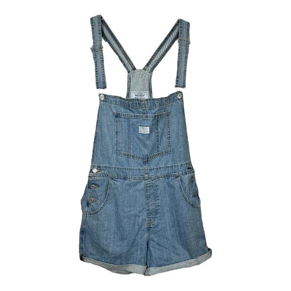 Levi's Vintage Denim Shortalls Large New NWT Light Wash Short Overalls Casual - Picture 2 of 10